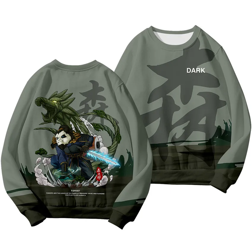 Chinese Dragon Print Hoodie Sweatshirt Autumn Japanese Casual Oversized Sweatshirts Hip Hop Pullover Women Men Clothing