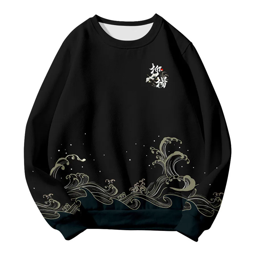 Chinese Dragon Print Hoodie Sweatshirt Autumn Japanese Casual Oversized Sweatshirts Hip Hop Pullover Women Men Clothing