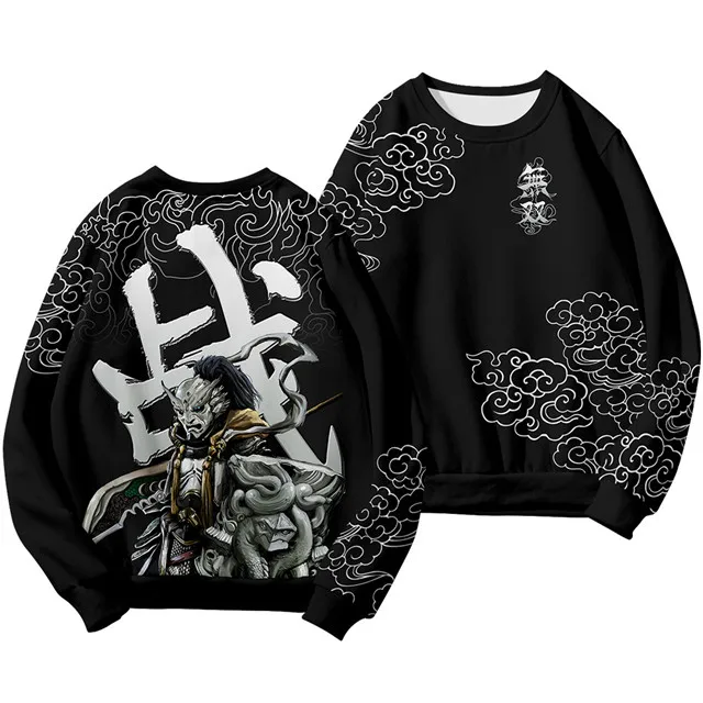 Chinese Dragon Print Hoodie Sweatshirt Autumn Japanese Casual Oversized Sweatshirts Hip Hop Pullover Women Men Clothing