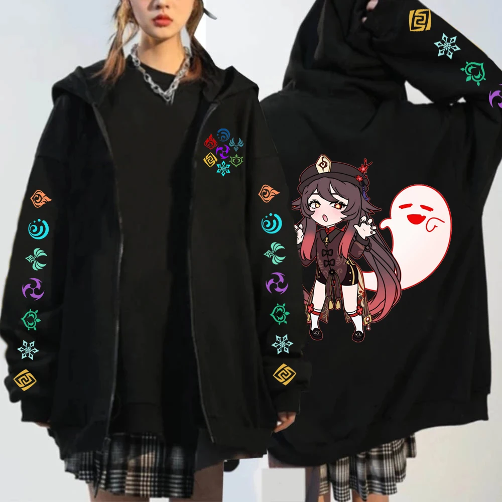 Genshin Impact Kaedehara Kazuha Hu Tao Zip Up Hoodie Unisex Hip Hop Streetwear Cartoon Genshin Xiao Mask Anime Zipper Hoodie Set