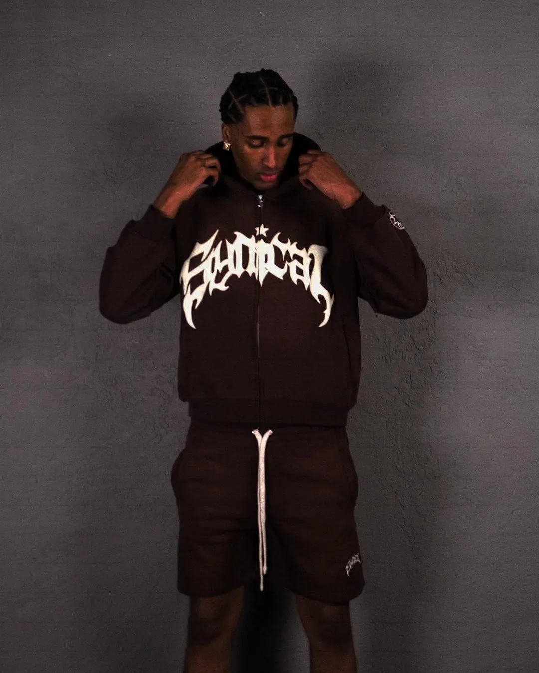 Hooded American retro zipper sweatshirt Gothic letter star print hoodie trendy men's casual jacket 2023 new product