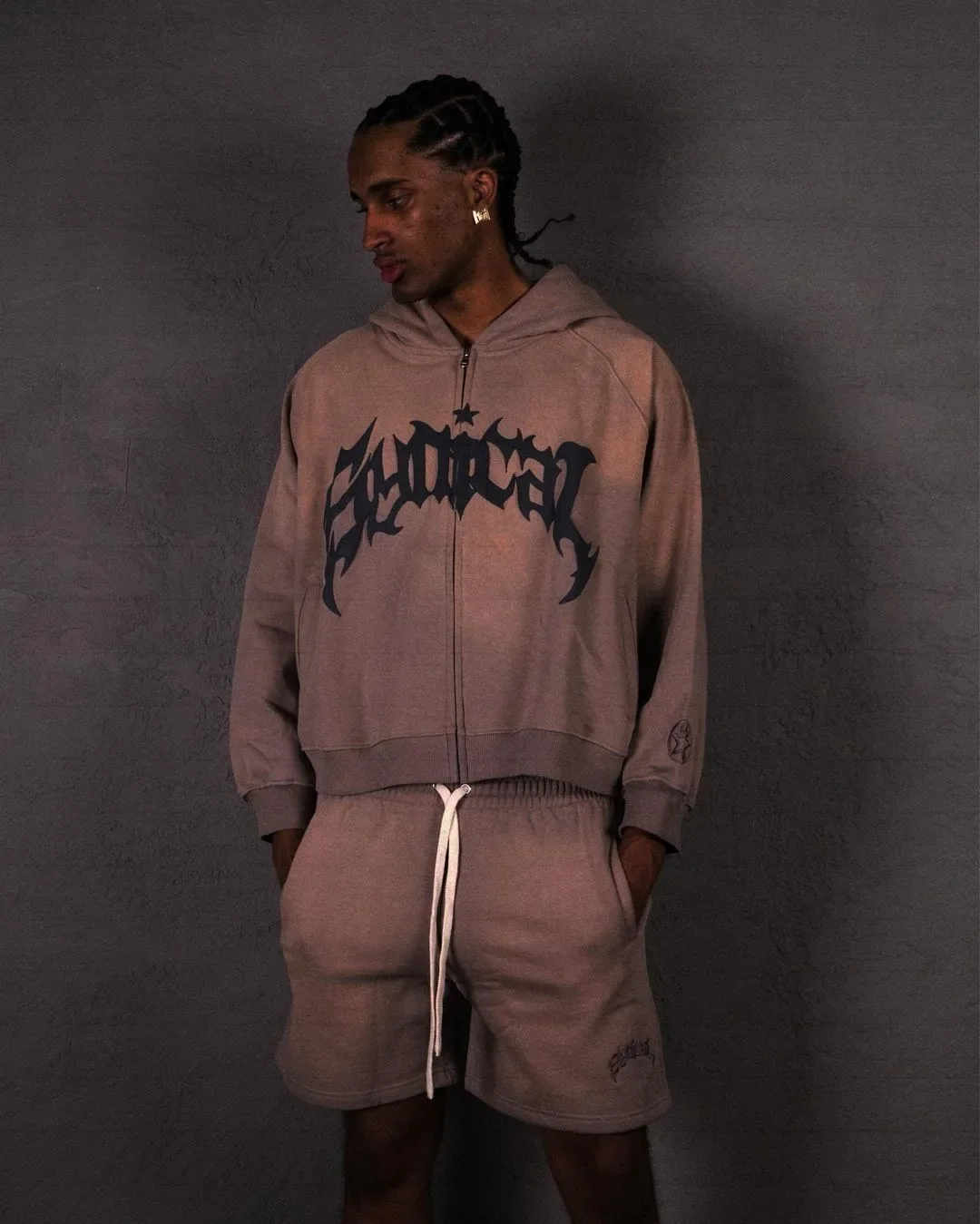 Hooded American retro zipper sweatshirt Gothic letter star print hoodie trendy men's casual jacket 2023 new product