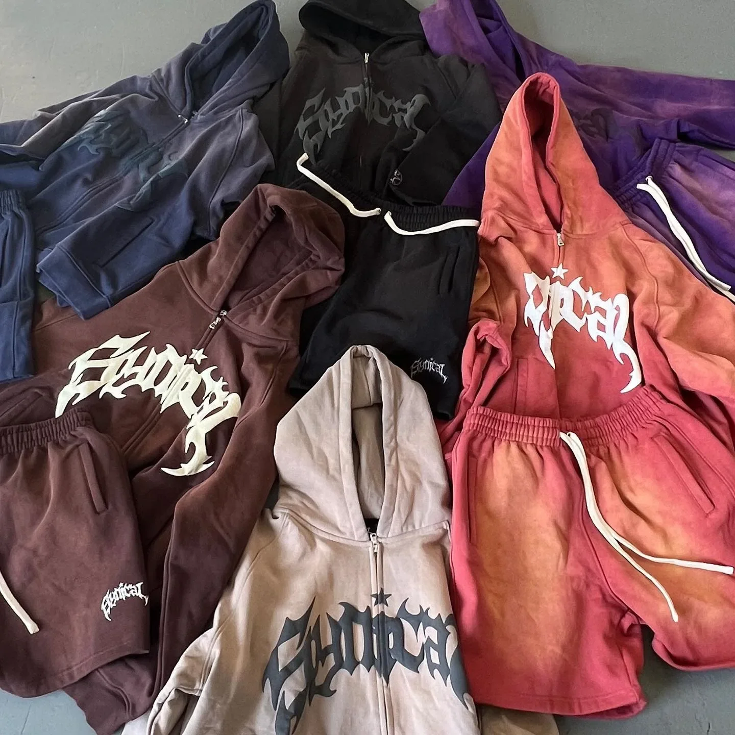 Hooded American retro zipper sweatshirt Gothic letter star print hoodie trendy men's casual jacket 2023 new product