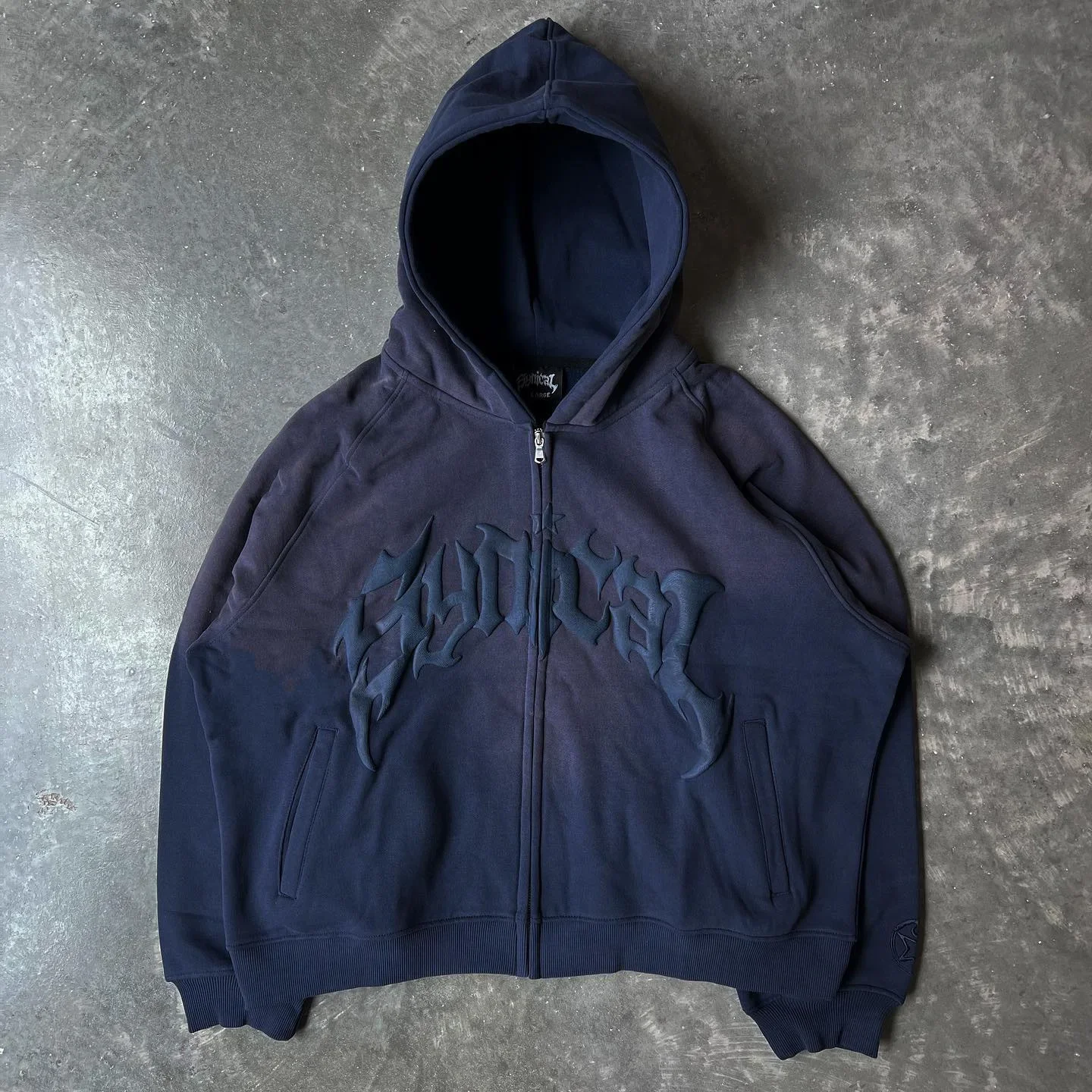 Hooded American retro zipper sweatshirt Gothic letter star print hoodie trendy men's casual jacket 2023 new product