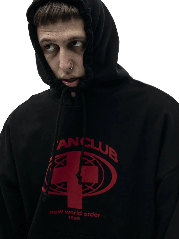 Men's Sweatshirts Satan Club Graphic Hoodies Oversized Winter Harajuku Long Sleeve Tops Korean Fashion Y2k Streetwear Clothing
