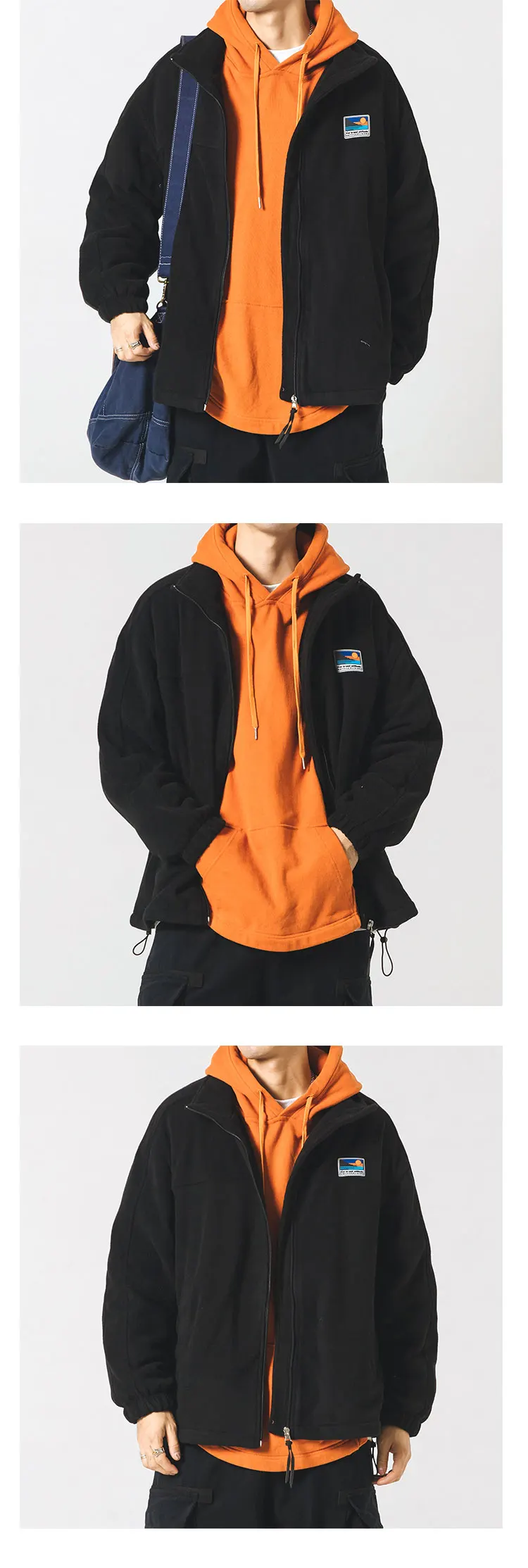 Winter Fleece Sweatshirt Japanese Streetwear Thick Stand Collar Coat Men Clothing Harajuku Casual Cardigan Hip Hop Couple Tops