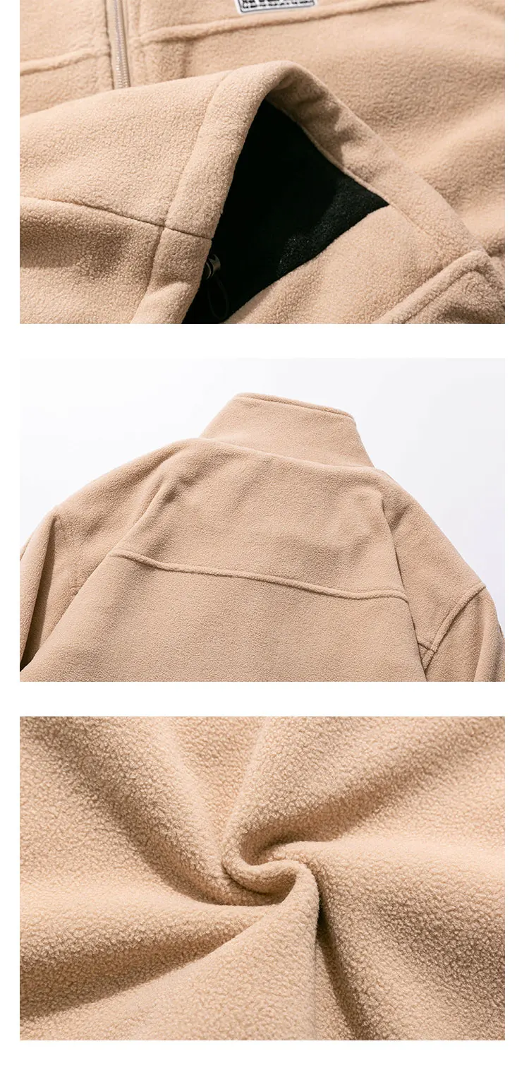 Winter Fleece Sweatshirt Japanese Streetwear Thick Stand Collar Coat Men Clothing Harajuku Casual Cardigan Hip Hop Couple Tops