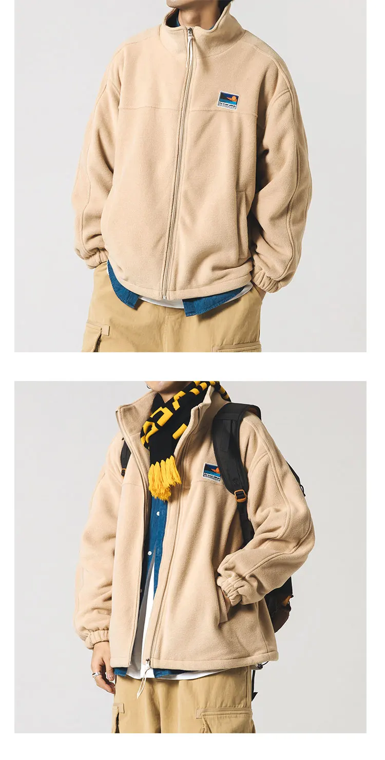 Winter Fleece Sweatshirt Japanese Streetwear Thick Stand Collar Coat Men Clothing Harajuku Casual Cardigan Hip Hop Couple Tops
