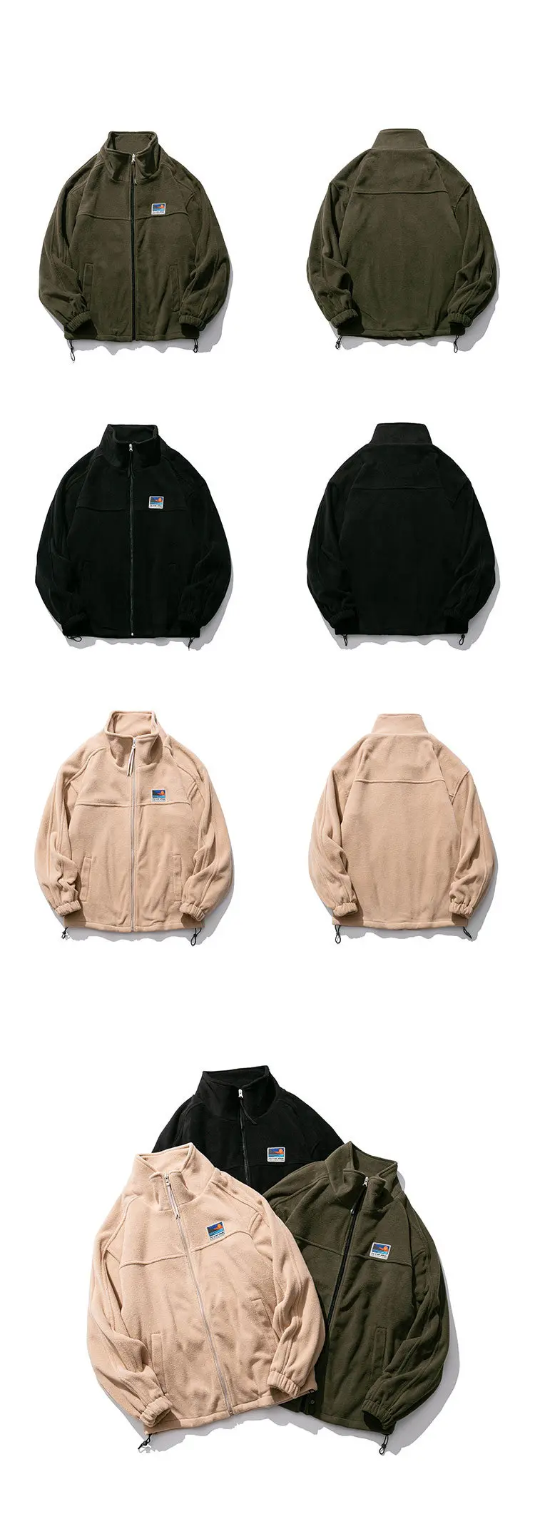 Winter Fleece Sweatshirt Japanese Streetwear Thick Stand Collar Coat Men Clothing Harajuku Casual Cardigan Hip Hop Couple Tops