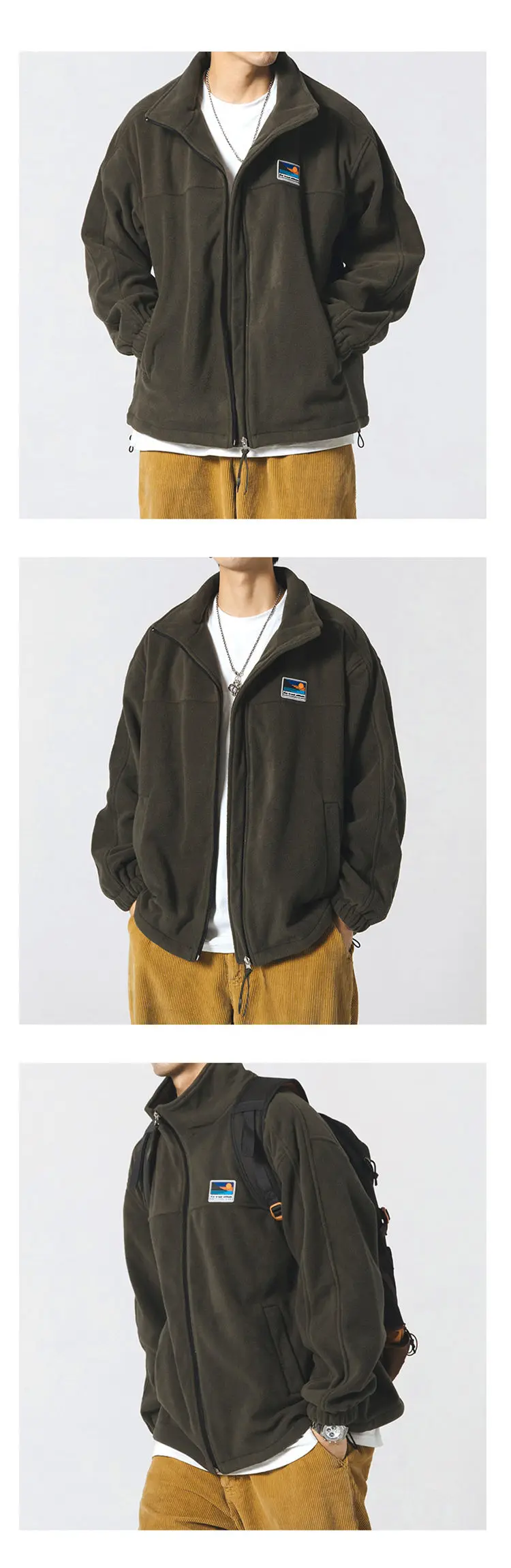 Winter Fleece Sweatshirt Japanese Streetwear Thick Stand Collar Coat Men Clothing Harajuku Casual Cardigan Hip Hop Couple Tops