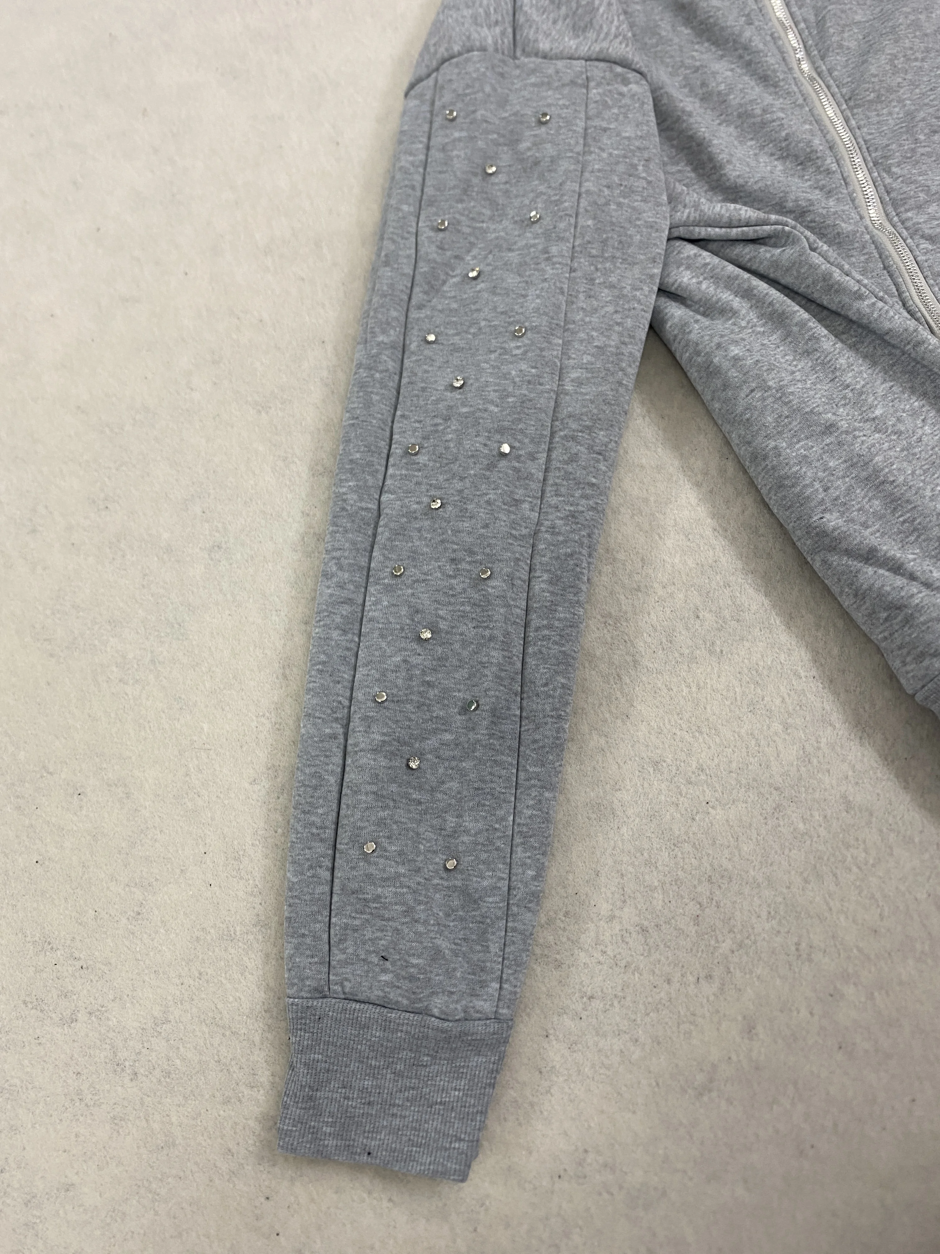 Oversized Harajuku Grey Vintage Fashion Zipper Hoodie European and American Autumn/Winter High Street Versatile Sweatshirt Emo