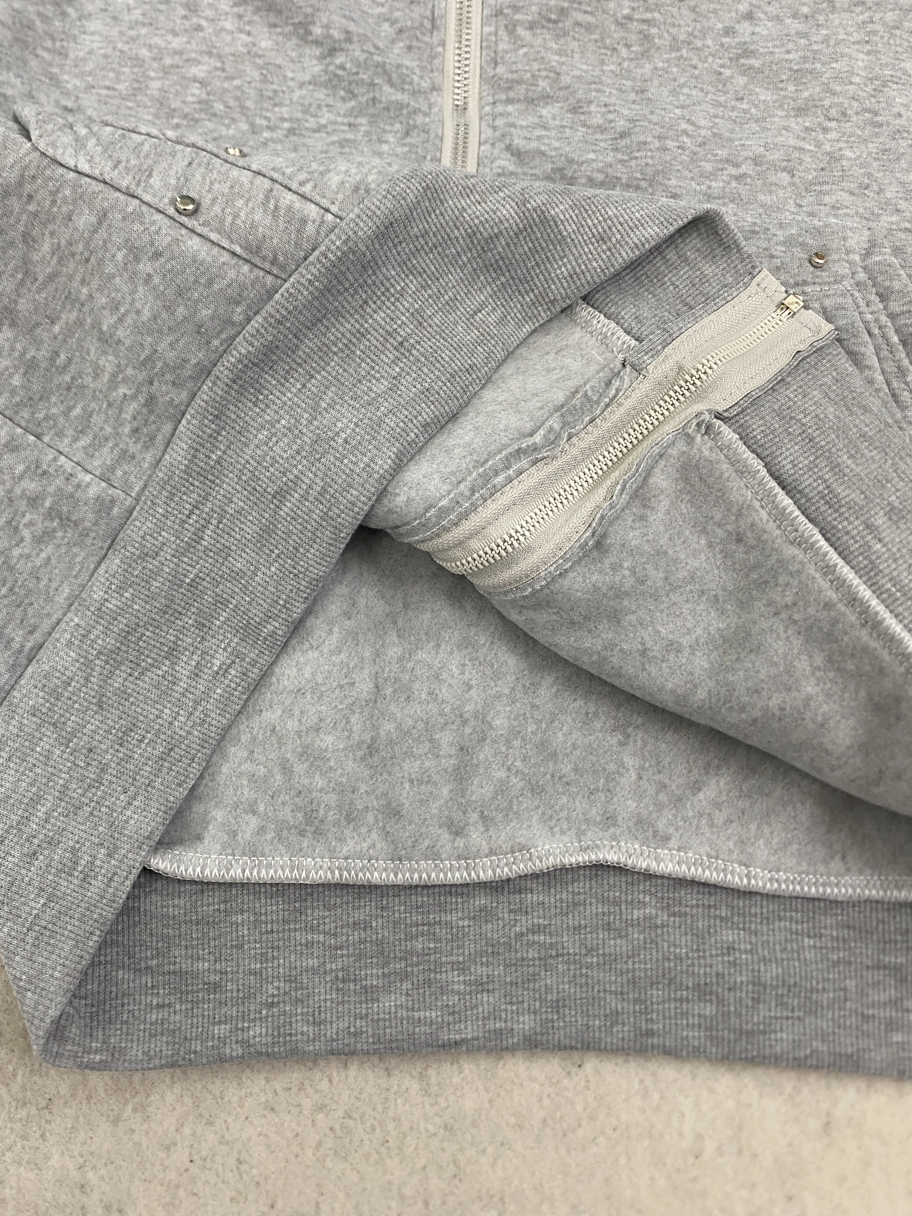 Oversized Harajuku Grey Vintage Fashion Zipper Hoodie European and American Autumn/Winter High Street Versatile Sweatshirt Emo