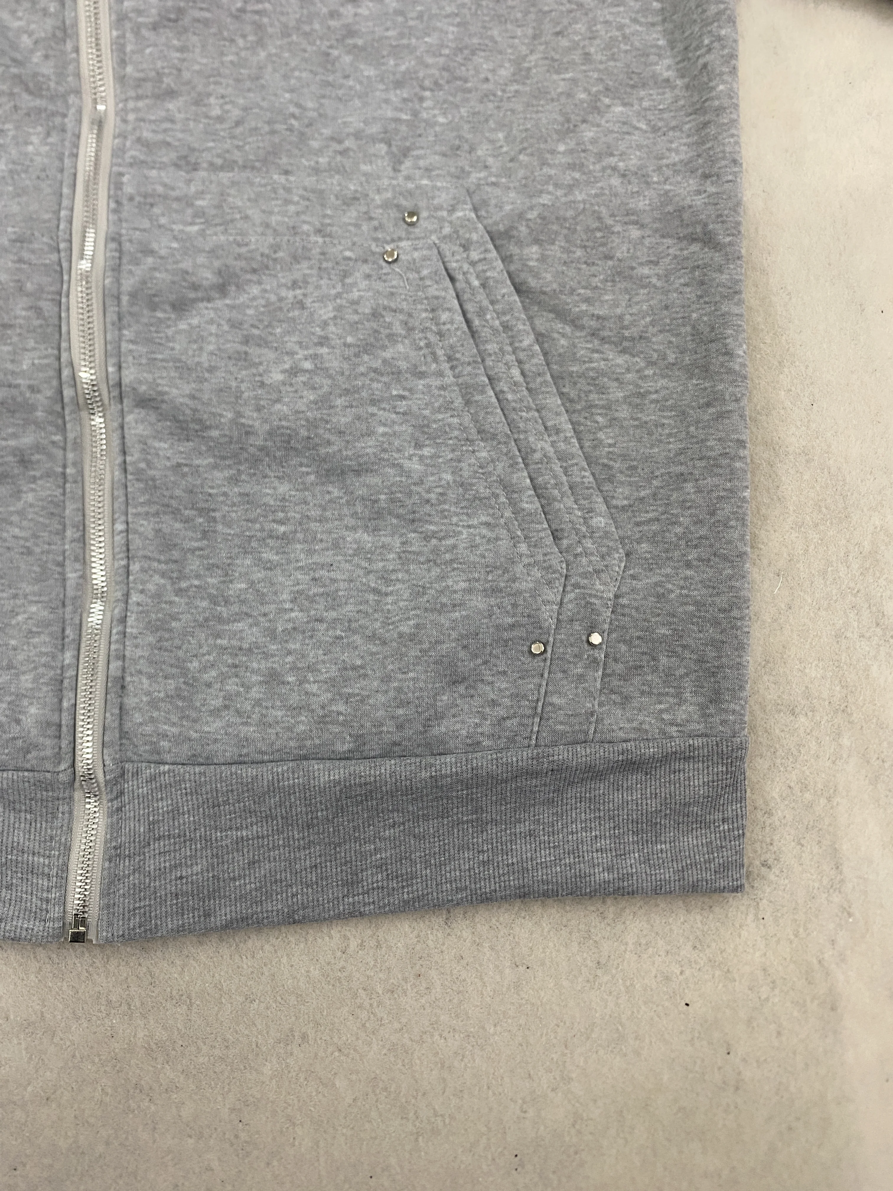 Oversized Harajuku Grey Vintage Fashion Zipper Hoodie European and American Autumn/Winter High Street Versatile Sweatshirt Emo