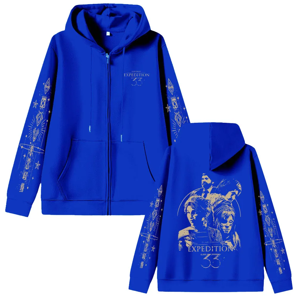Game Clair Obscur Expedition 33 Zipper Hoodie Men Women Otaku Cosplay Oversized Zip Up Jacket Male Vintage Zip Up Sweatshirts