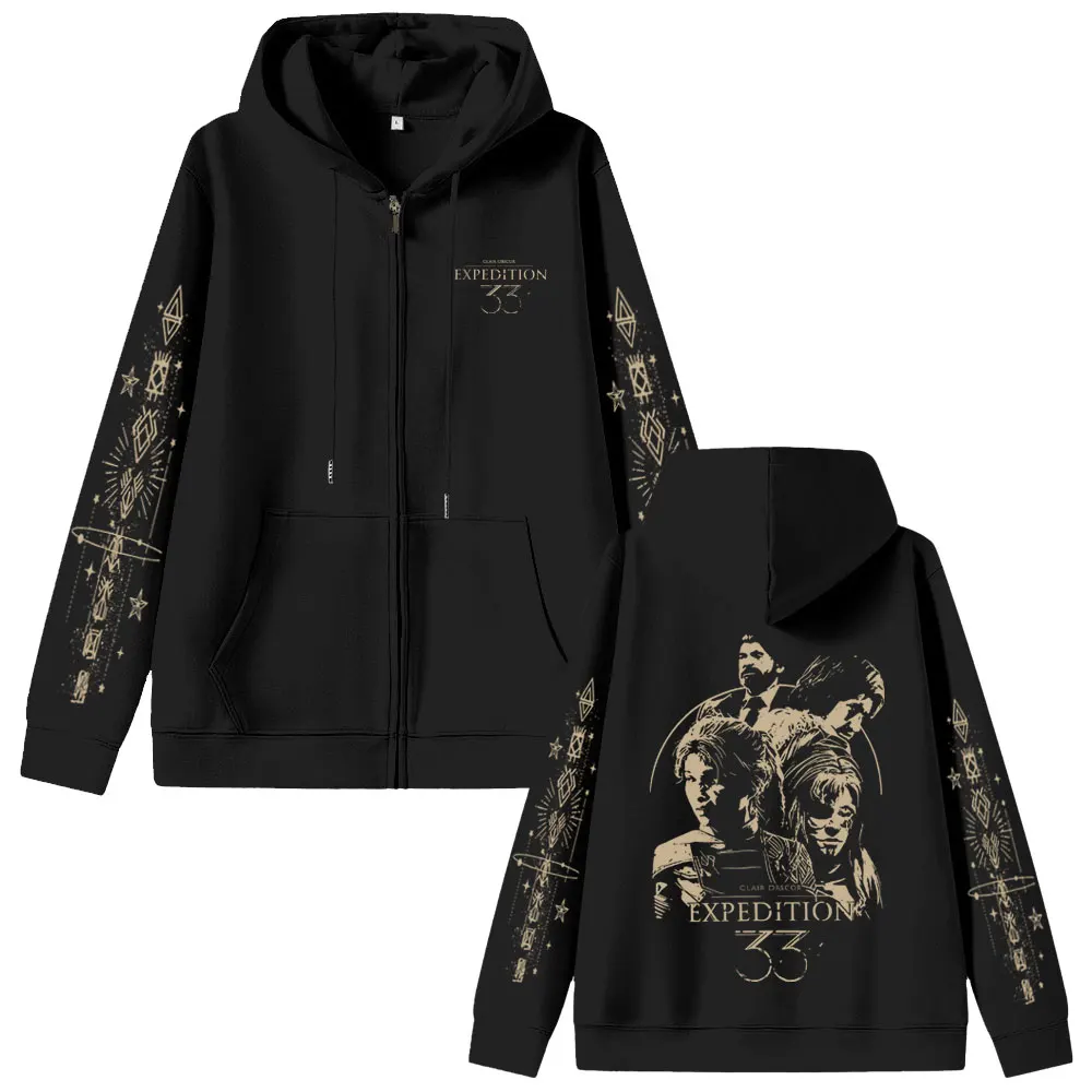 Game Clair Obscur Expedition 33 Zipper Hoodie Men Women Otaku Cosplay Oversized Zip Up Jacket Male Vintage Zip Up Sweatshirts