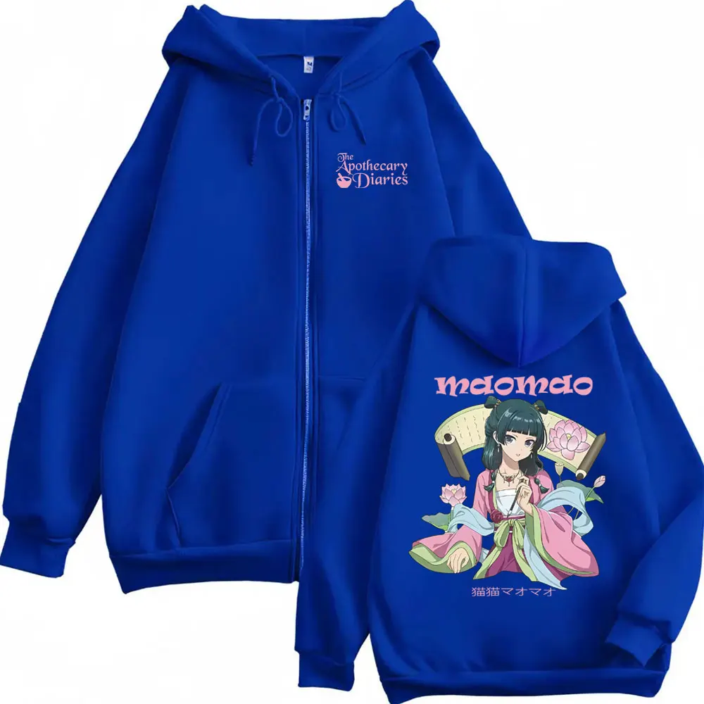 Anime The Apothecary Diaries Maomao Merch Zipper Hoodie Men Women Oversized Zip Up Jacket Male Vintage Casual Zip Up Sweatshirt