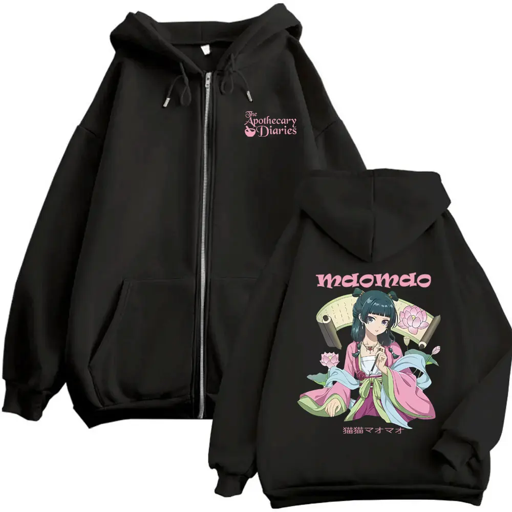 Anime The Apothecary Diaries Maomao Merch Zipper Hoodie Men Women Oversized Zip Up Jacket Male Vintage Casual Zip Up Sweatshirt