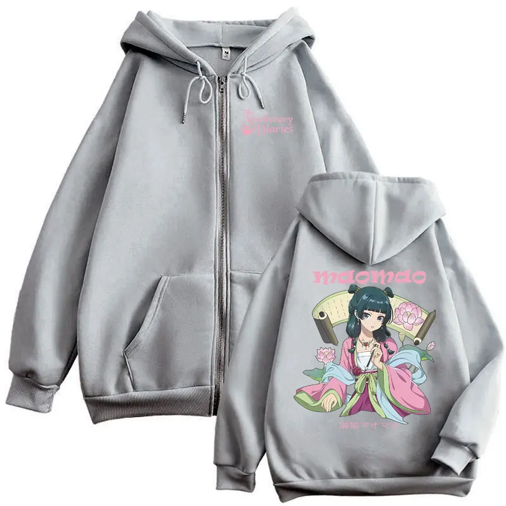 Anime The Apothecary Diaries Maomao Merch Zipper Hoodie Men Women Oversized Zip Up Jacket Male Vintage Casual Zip Up Sweatshirt