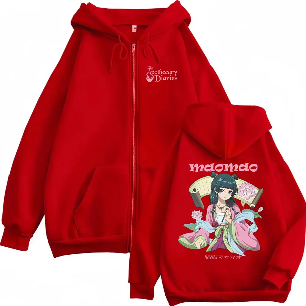 Anime The Apothecary Diaries Maomao Merch Zipper Hoodie Men Women Oversized Zip Up Jacket Male Vintage Casual Zip Up Sweatshirt