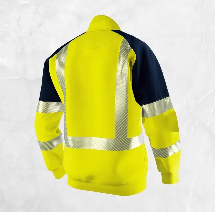Orange Navy Sweatshirt for Man Hi Vis Hoodie Work with Zip Fleece Jacket