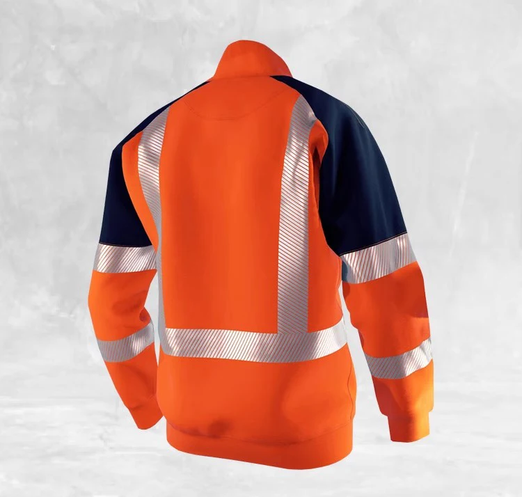 Orange Navy Sweatshirt for Man Hi Vis Hoodie Work with Zip Fleece Jacket