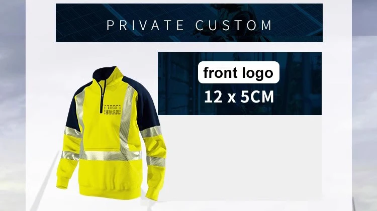 Orange Navy Sweatshirt for Man Hi Vis Hoodie Work with Zip Fleece Jacket