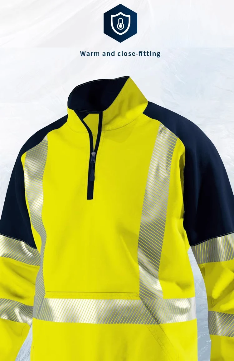 Orange Navy Sweatshirt for Man Hi Vis Hoodie Work with Zip Fleece Jacket