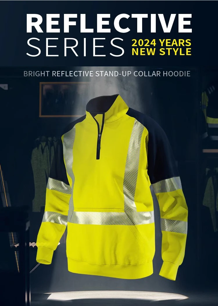 Orange Navy Sweatshirt for Man Hi Vis Hoodie Work with Zip Fleece Jacket