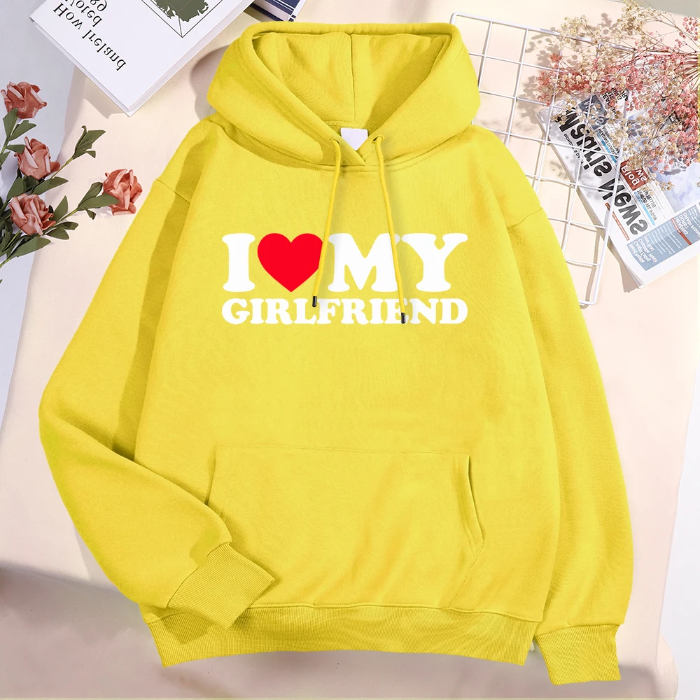 I Love My Girlfriend Printing Hoody Men Women Autumn Loose Sweatshirt Autumn Crewneck Clothes Loose Pocket Coat Hoody Couple