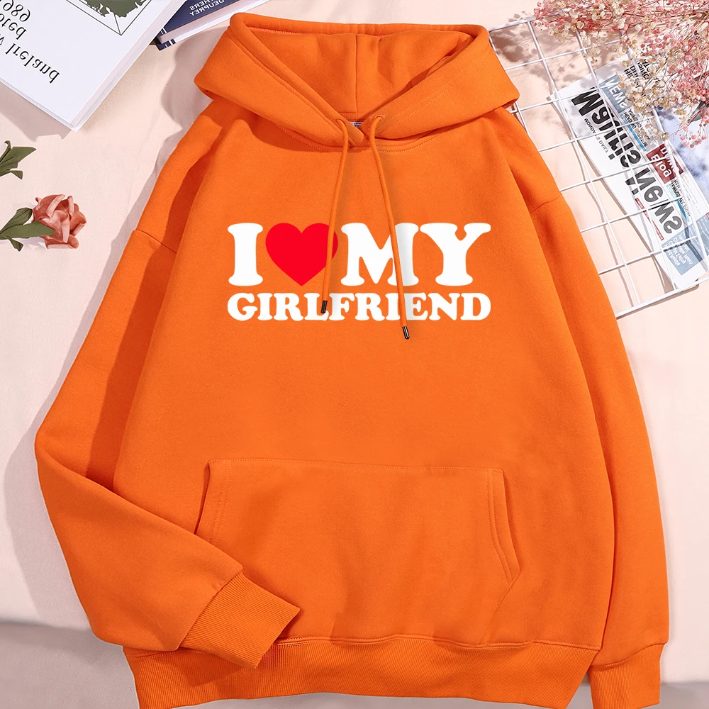 I Love My Girlfriend Printing Hoody Men Women Autumn Loose Sweatshirt Autumn Crewneck Clothes Loose Pocket Coat Hoody Couple
