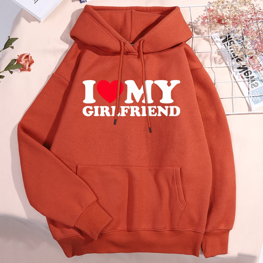I Love My Girlfriend Printing Hoody Men Women Autumn Loose Sweatshirt Autumn Crewneck Clothes Loose Pocket Coat Hoody Couple