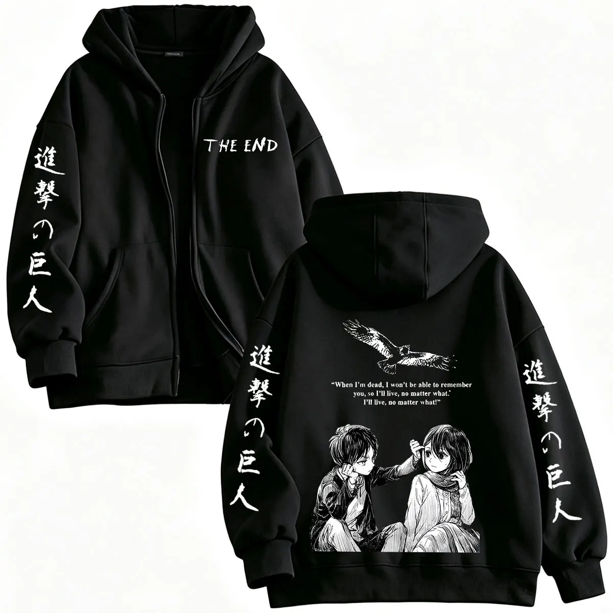Anime Attack on Titan Mikasa Ackerman Eren Jaeger Zipper Hoodies Men Clothing Long Sleeves Zip Up Hooded Sweatshirt Jackets Coat