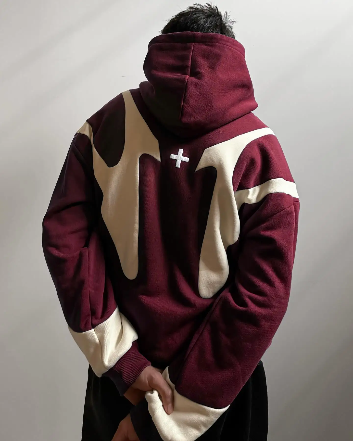 Y2k Vintage Gothic Geometric Pattern Patchwork Zipper Hoodie Men Casual Sportswear Retro Oversized Loose Hoodie Warm Sweatshirt