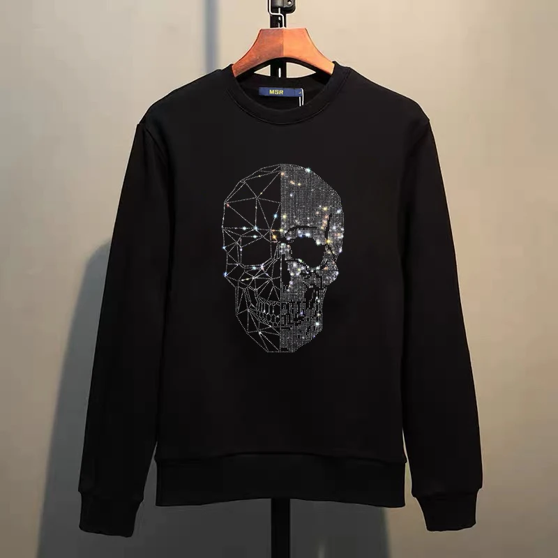 Street Hip-Hop Oversized Hoodie Cartoon Iron Drill Graphic Sportswear Men's and Women's Hip Hop Sweatshirt Men's Fashion Retro C