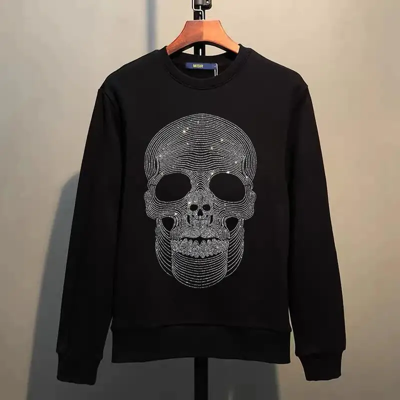 Street Hip-Hop Oversized Hoodie Cartoon Iron Drill Graphic Sportswear Men's and Women's Hip Hop Sweatshirt Men's Fashion Retro C