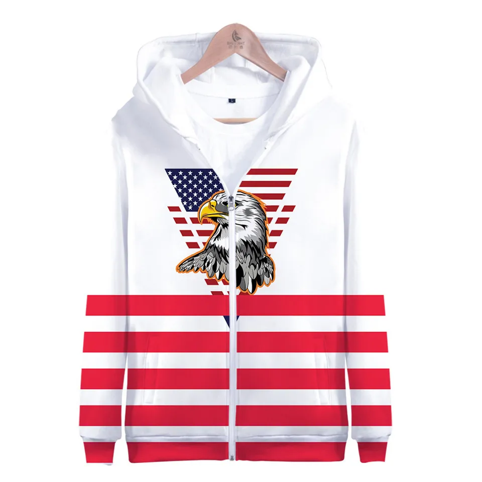 Coats Streetwear Fashion Casual Long Sleeve Hoody American Flag 3d Harajuku Unisex JERSEY Sweatshirt Men Sweatshirt Zip Hoodies