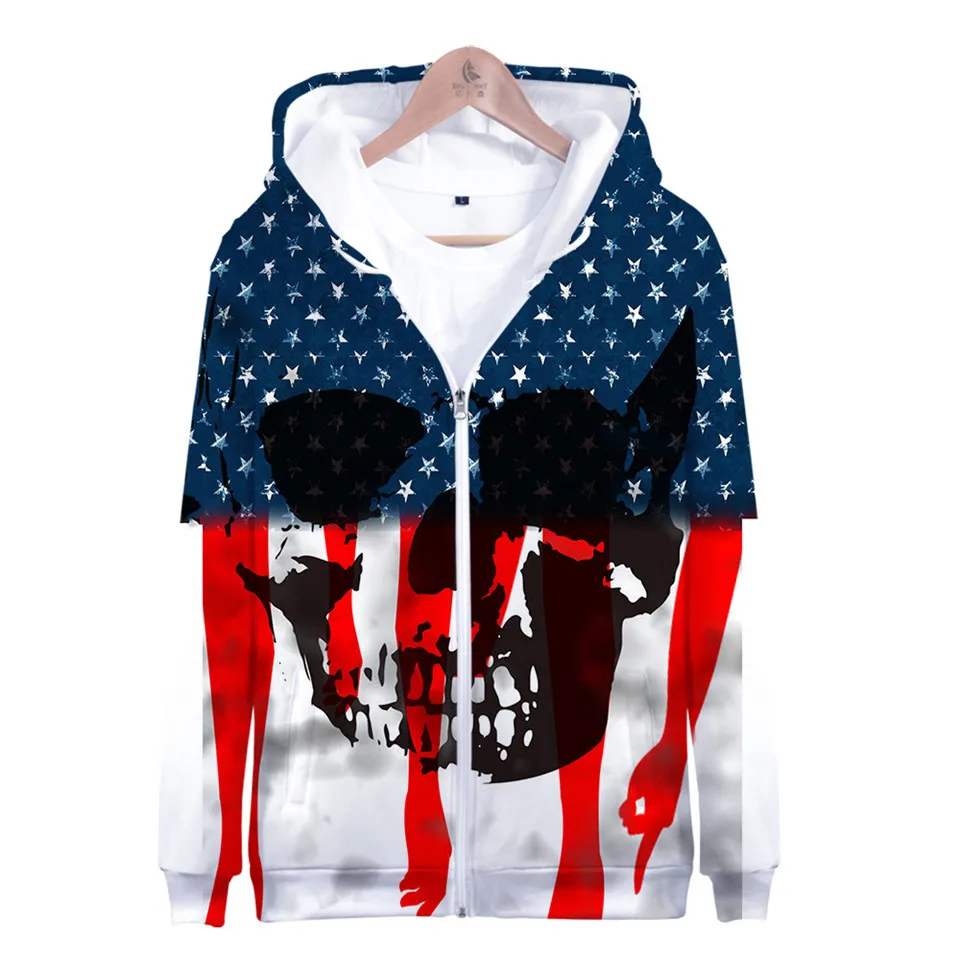 Coats Streetwear Fashion Casual Long Sleeve Hoody American Flag 3d Harajuku Unisex JERSEY Sweatshirt Men Sweatshirt Zip Hoodies