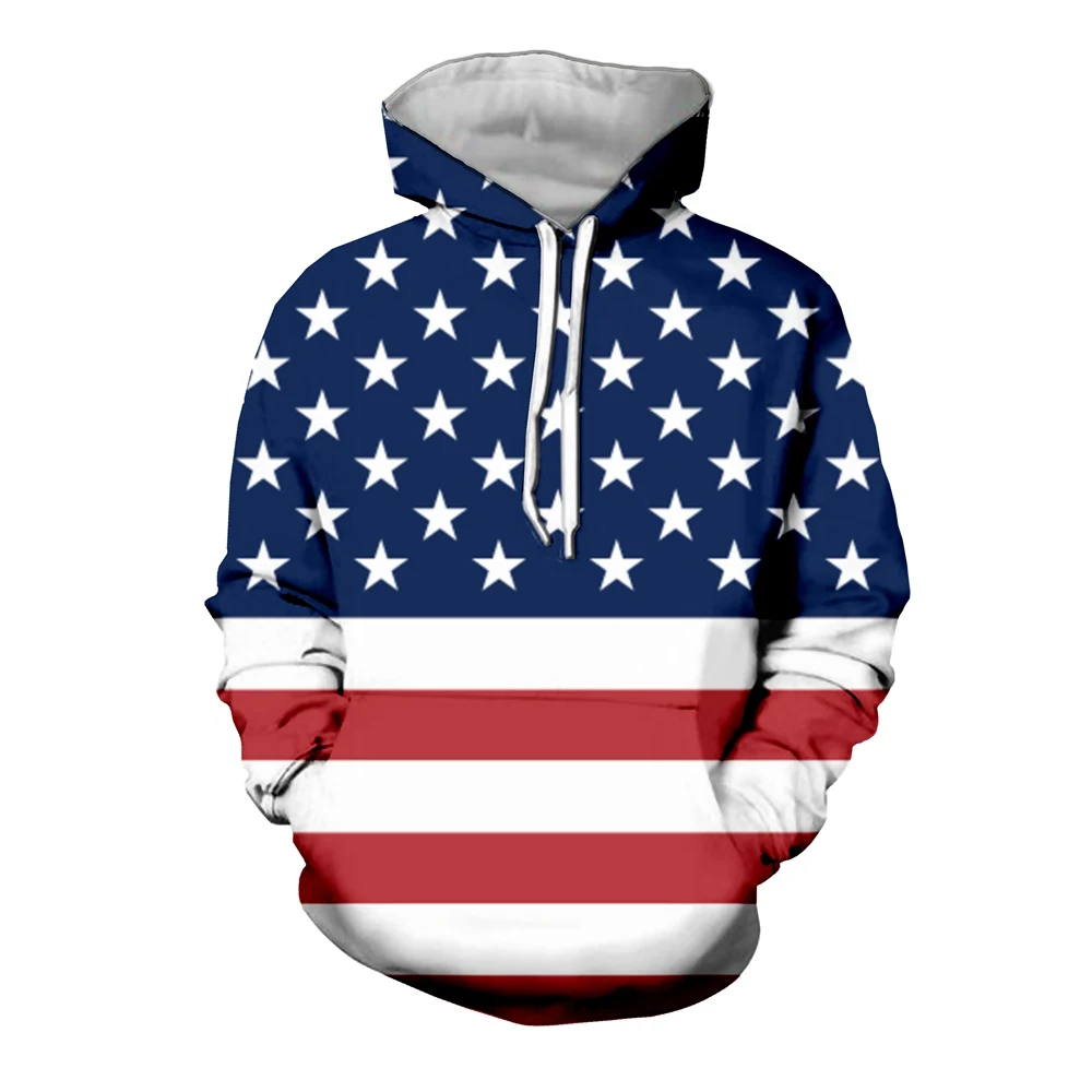 Coats Streetwear Fashion Casual Long Sleeve Hoody American Flag 3d Harajuku Unisex JERSEY Sweatshirt Men Sweatshirt Zip Hoodies