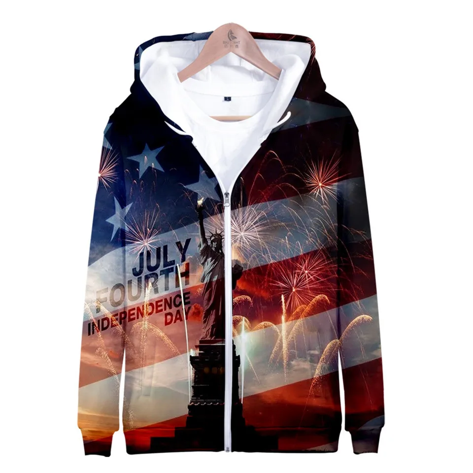 Coats Streetwear Fashion Casual Long Sleeve Hoody American Flag 3d Harajuku Unisex JERSEY Sweatshirt Men Sweatshirt Zip Hoodies