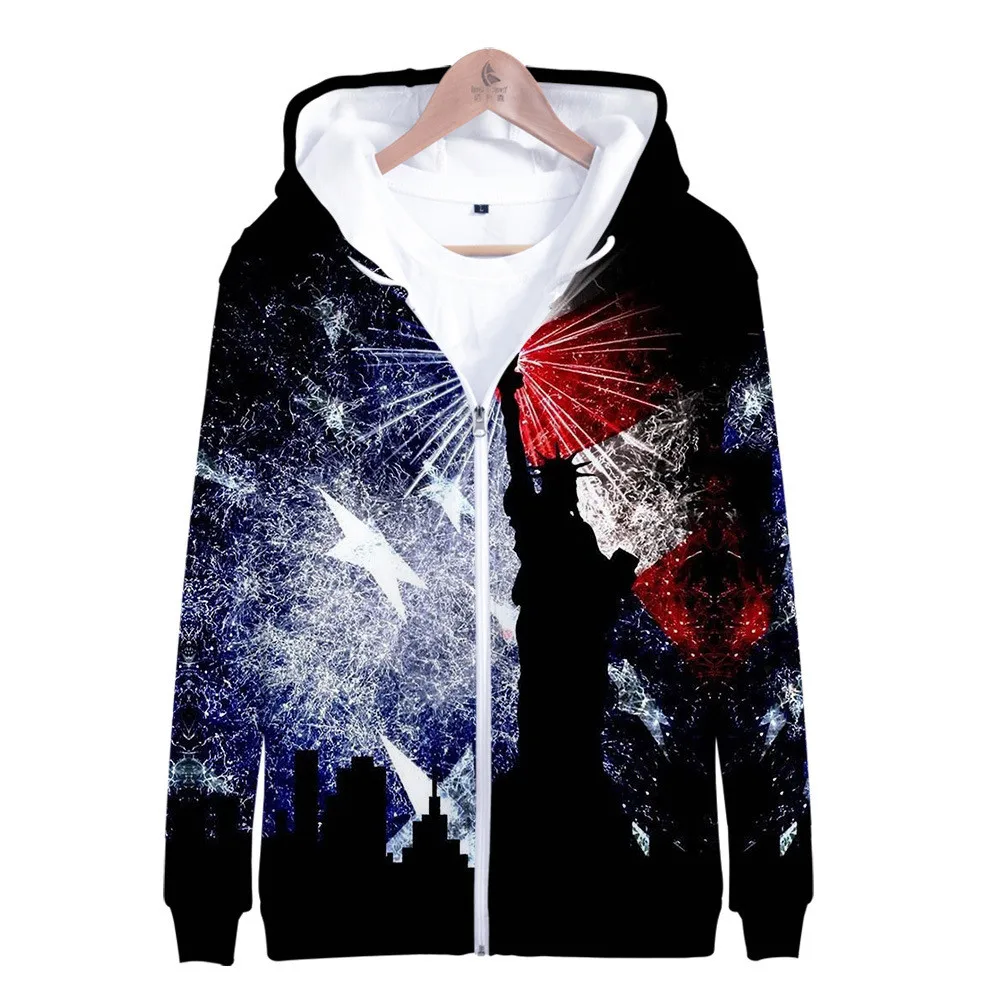 Coats Streetwear Fashion Casual Long Sleeve Hoody American Flag 3d Harajuku Unisex JERSEY Sweatshirt Men Sweatshirt Zip Hoodies