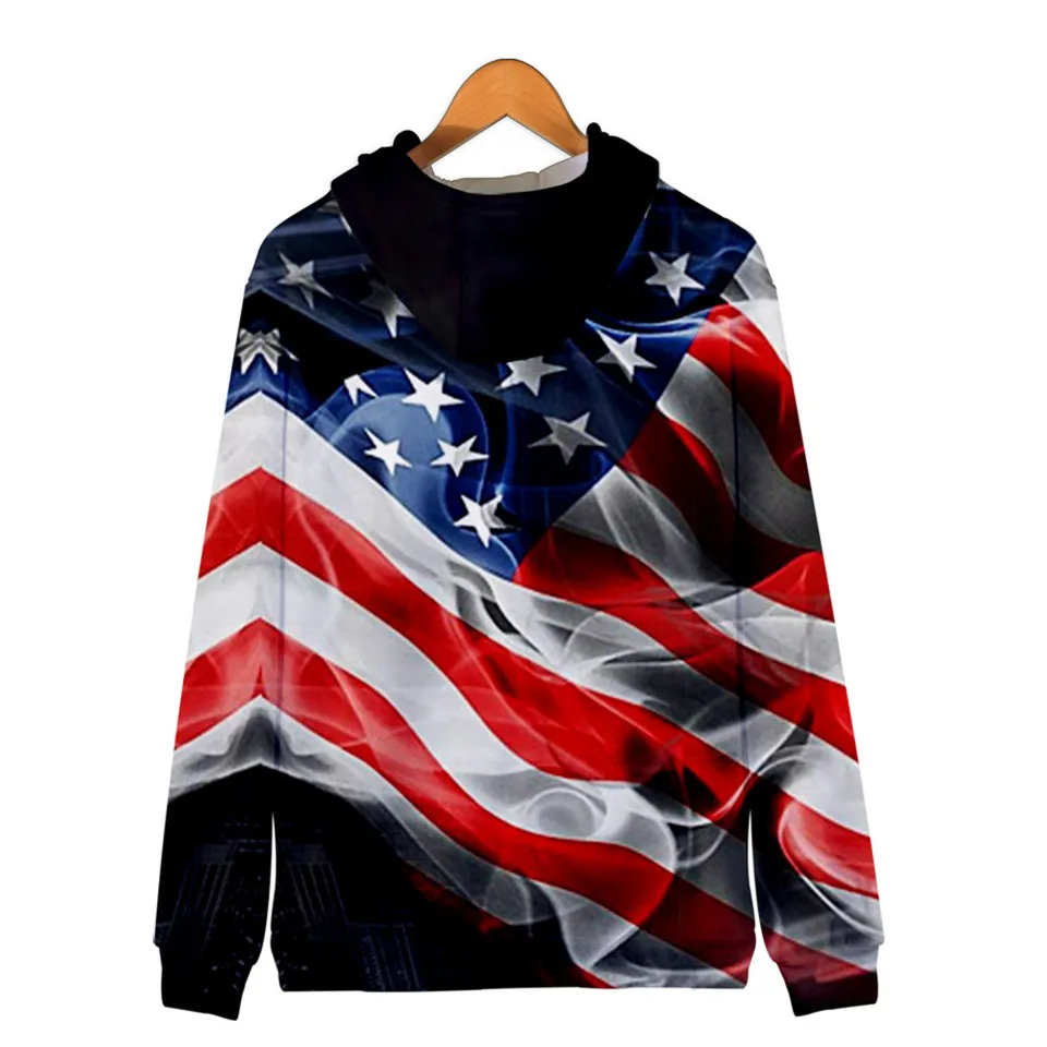 Coats Streetwear Fashion Casual Long Sleeve Hoody American Flag 3d Harajuku Unisex JERSEY Sweatshirt Men Sweatshirt Zip Hoodies