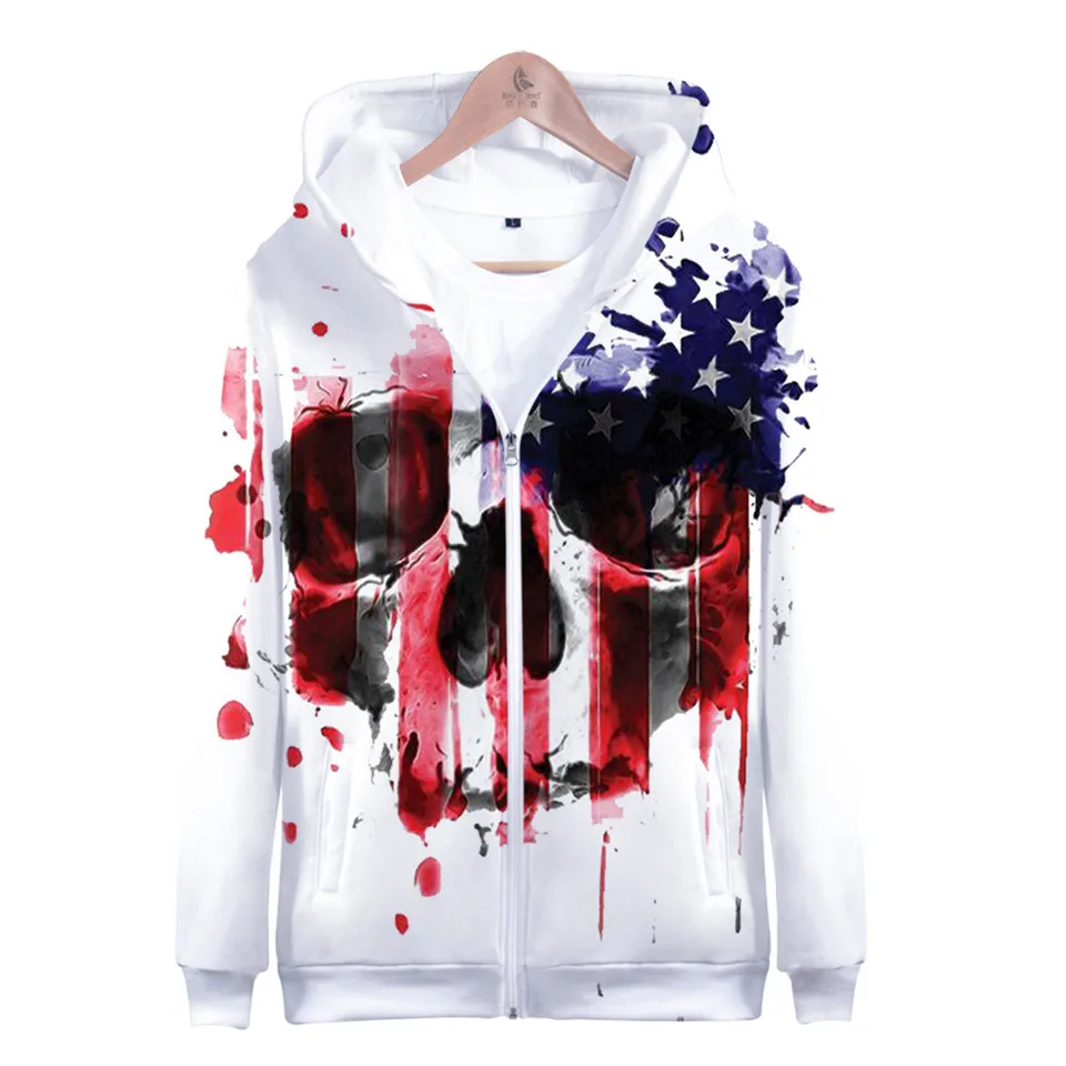 Coats Streetwear Fashion Casual Long Sleeve Hoody American Flag 3d Harajuku Unisex JERSEY Sweatshirt Men Sweatshirt Zip Hoodies