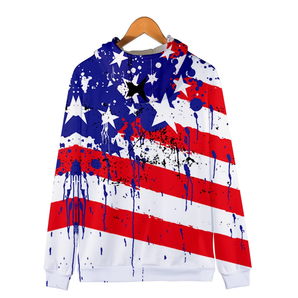 Coats Streetwear Fashion Casual Long Sleeve Hoody American Flag 3d Harajuku Unisex JERSEY Sweatshirt Men Sweatshirt Zip Hoodies