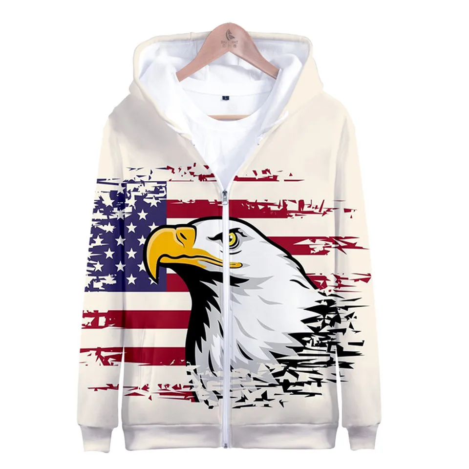 Coats Streetwear Fashion Casual Long Sleeve Hoody American Flag 3d Harajuku Unisex JERSEY Sweatshirt Men Sweatshirt Zip Hoodies
