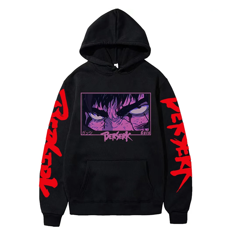 Anime Berserk Hoodies for Men Japanese Harajuku Fashion New Hoodie Sweatshirts Unisex Black Long Sleeve Funny Graphic Pullovers