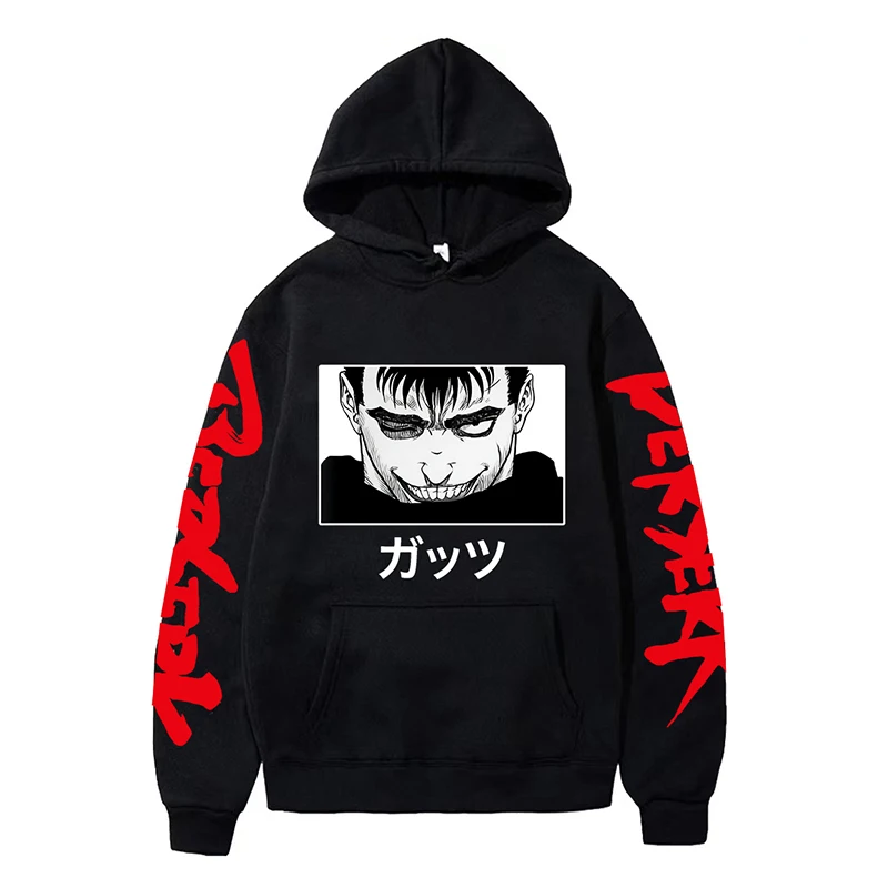 Anime Berserk Hoodies for Men Japanese Harajuku Fashion New Hoodie Sweatshirts Unisex Black Long Sleeve Funny Graphic Pullovers