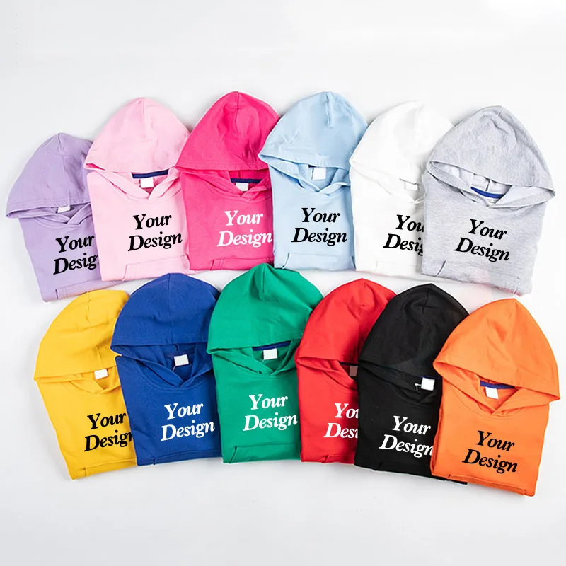 Custom Premium Kids Hoodie 100% Cotton Hoody Sweatshirts Print Your Design Text Photo Toddler Boy Girl Parent Kid Clothes 280gsm