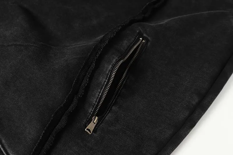 American Retro High Street Hoodie Y2k Asymmetrical Zip Up Hoodie Sweatshirt Autumn Winter Men's Loose Hooded Jacket Streetwear