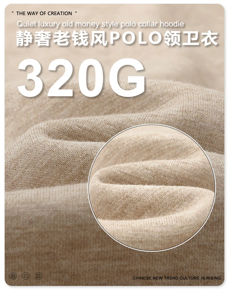 ZODF Fashion Autumn Men 320gsm Turn Down Collar Sweatshirt Unisex Cusual Old Money Style Polo Pullovers HY1317