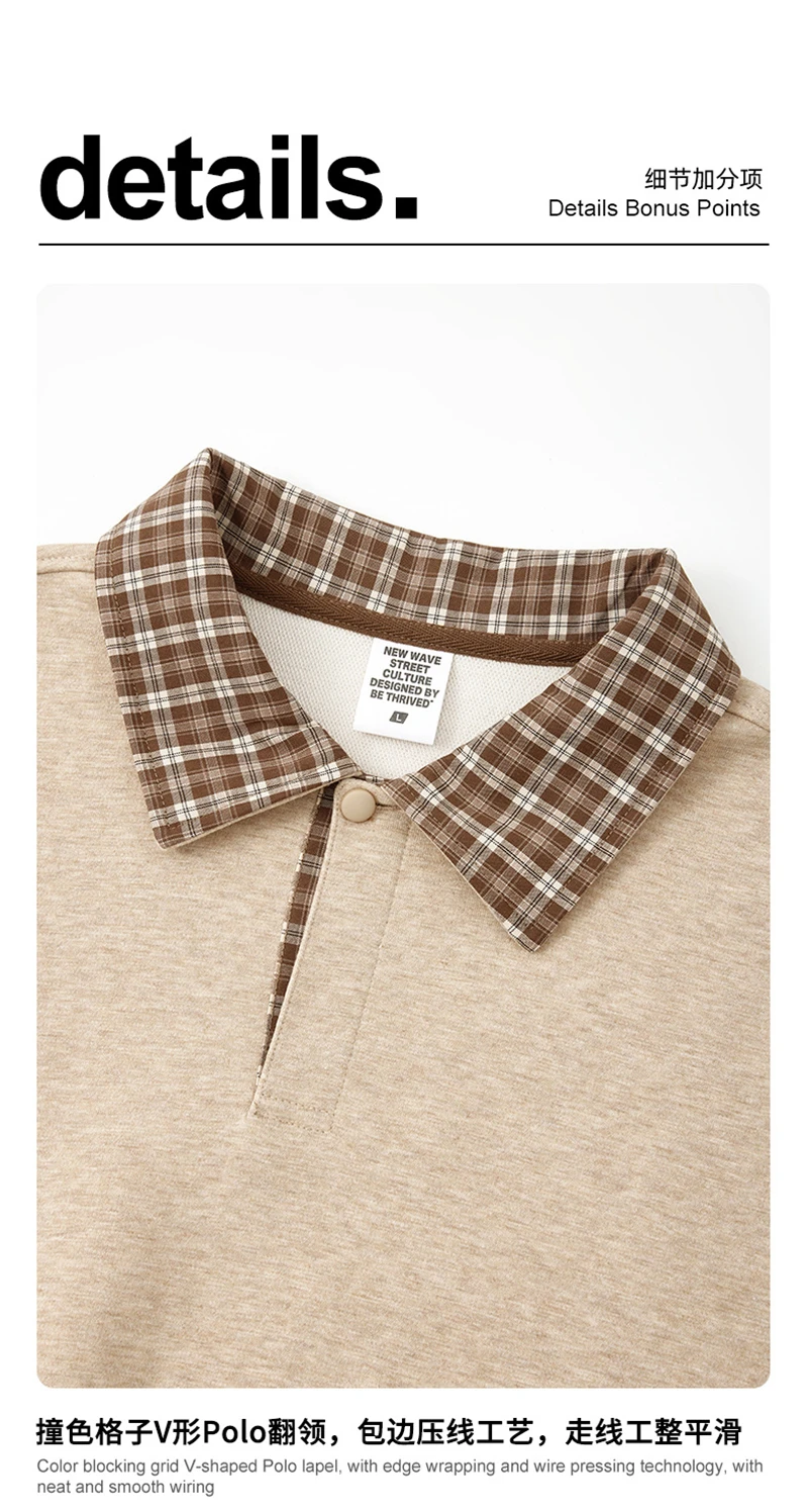 ZODF Fashion Autumn Men 320gsm Turn Down Collar Sweatshirt Unisex Cusual Old Money Style Polo Pullovers HY1317